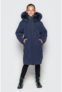 Cvetkov темно-синяя зимняя удлиненная куртка для девочки Дебра